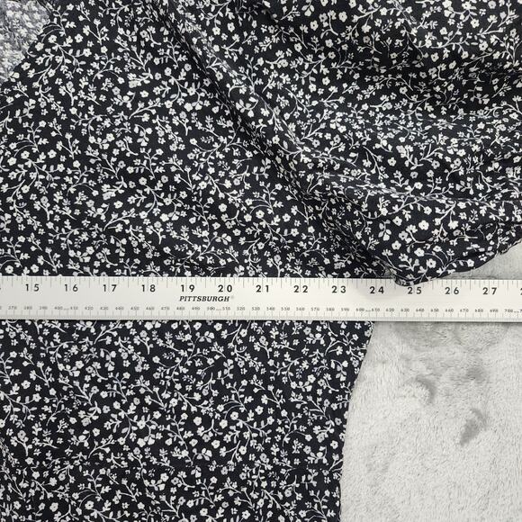 Old Navy Dress Womens XL Black White Floral-Print Puff-Sleeve All-Day Maxi Swing - Picture 9 of 11